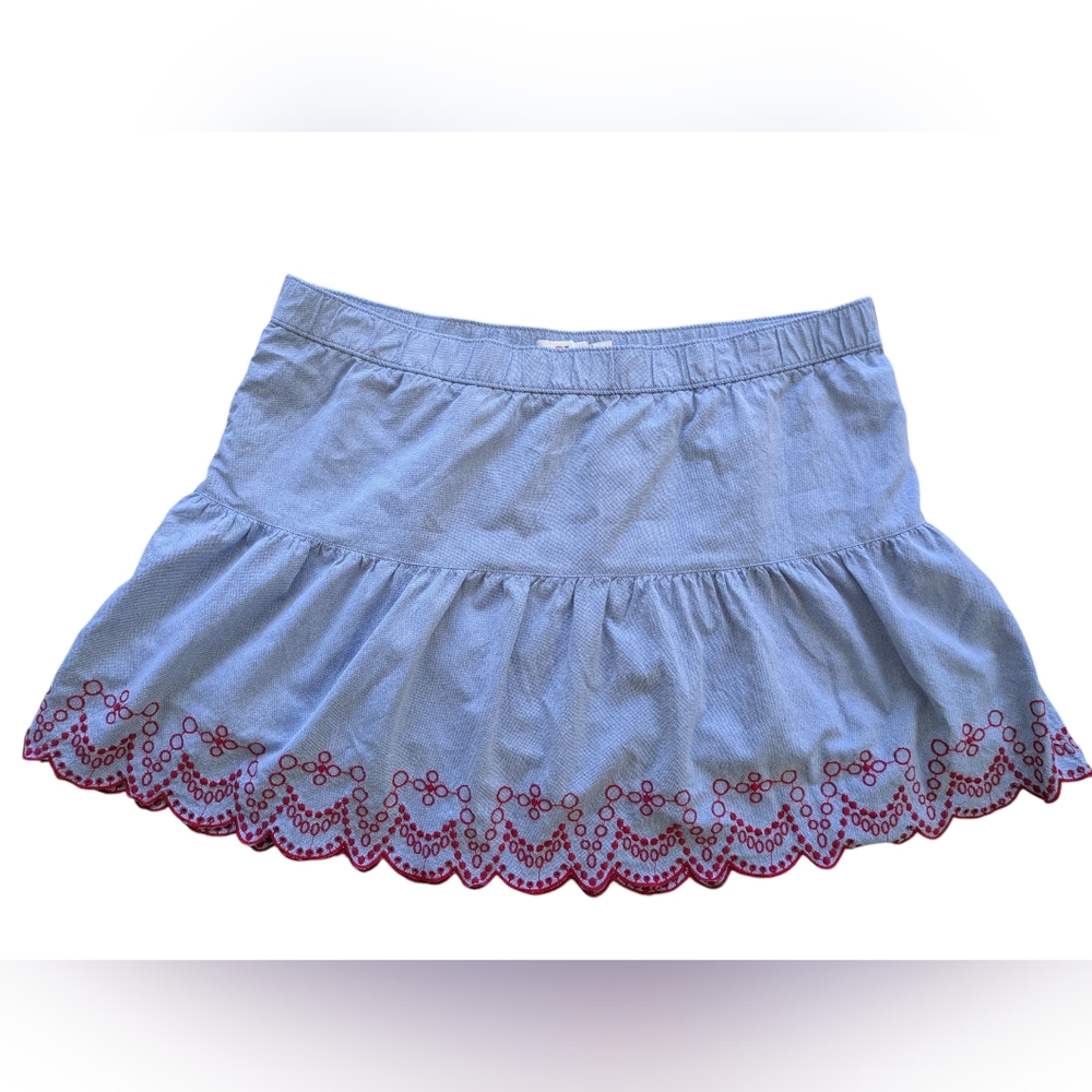 Vineyard Vines Blue Eyelet Embroidered Mini Skirt 100% Cotton XL Extra Large
